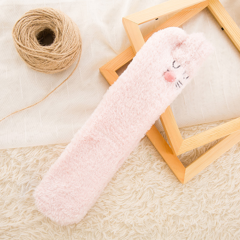 Thick Warm Coral Velvet Three-dimensional Rabbit Sleep Socks Crew Socks Sweet Lovely Female Home Floor Socks Fluffy Fuzzy Socks